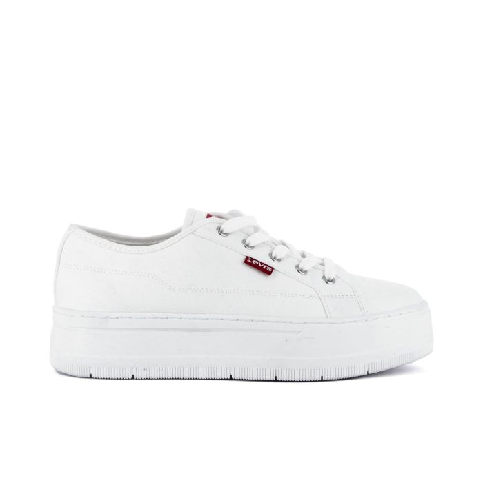 Sneakers bianche in tessuto con suola platform