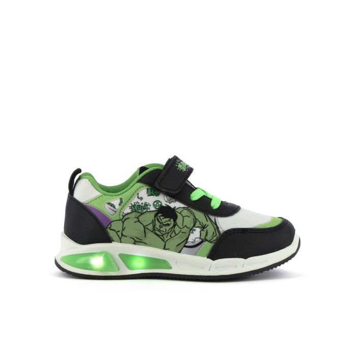 Sneakers verdi da bimbo stampa cartoon con luci e strappo