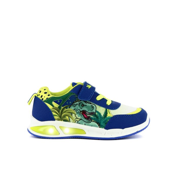 Sneakers blu bambino stampa cartoon con velcro e luci