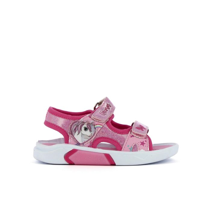 Sandali rosa glitter stampa cartoon con strappi