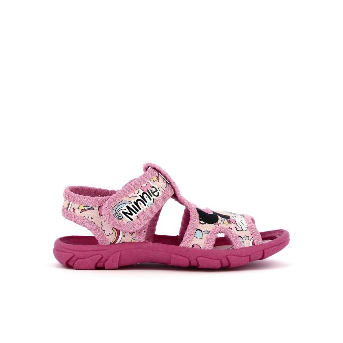 Sandali rosa stampa cartoon con velcro e gabbietta