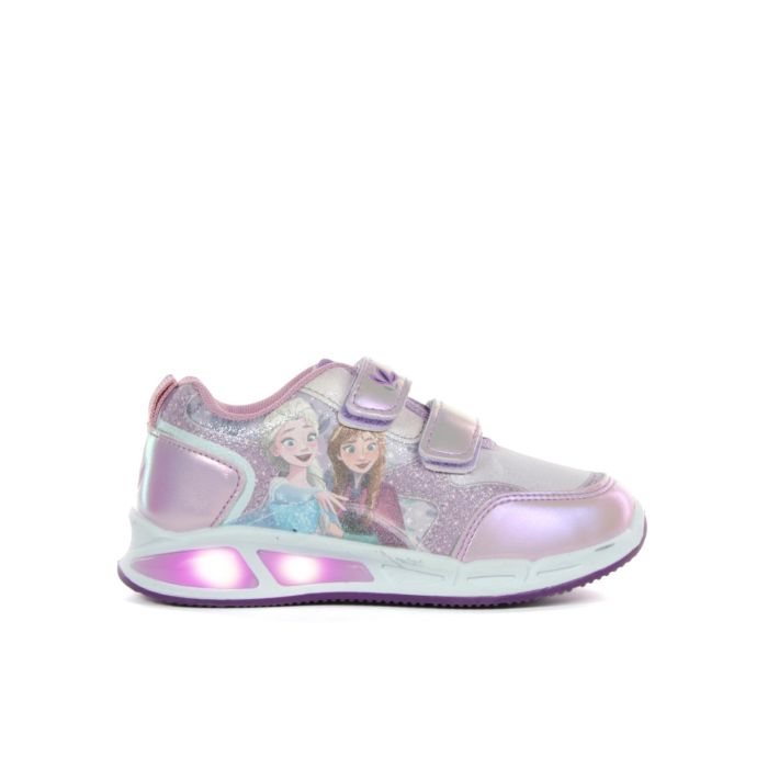 Sneakers rosa da bimba con stampa cartoon Frozen, luci e strappi