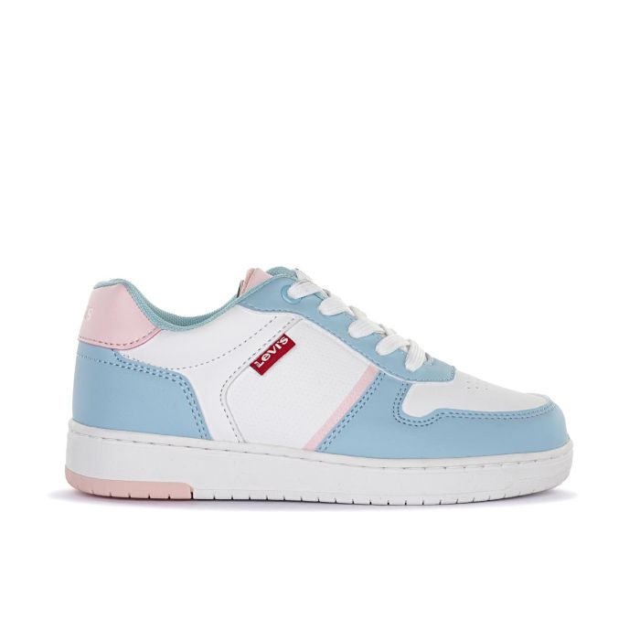 Sneakers azzurre da bambina con cuciture e logo laterale