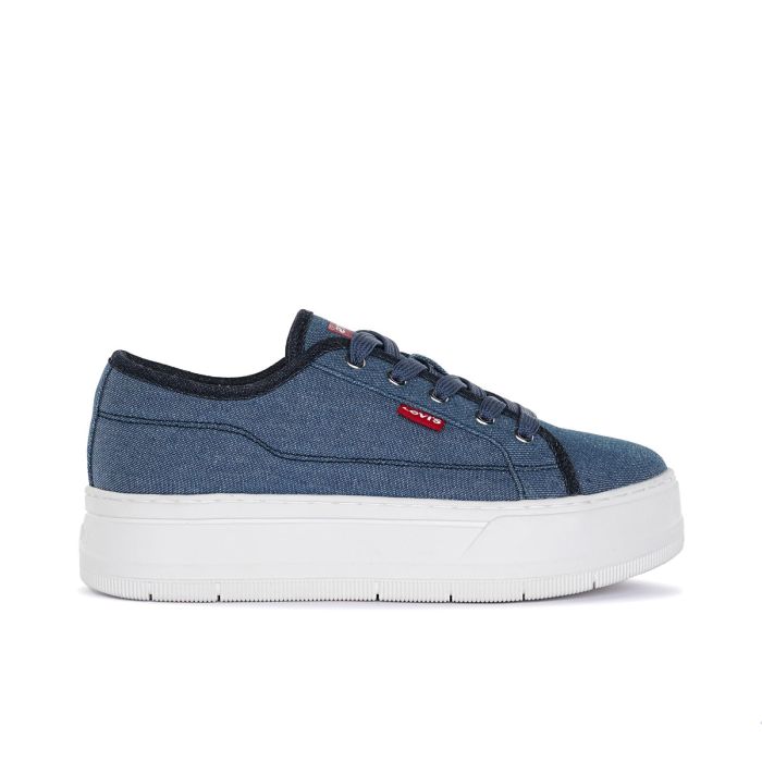 Sneakers blu con logo laterale e suola platform