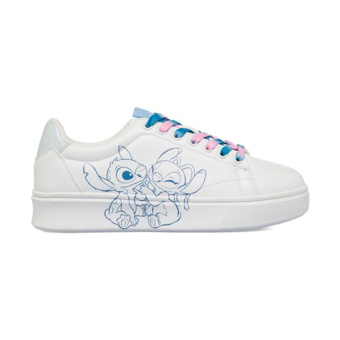 Sneakers bianche da donna con stampa cartoon Stitch