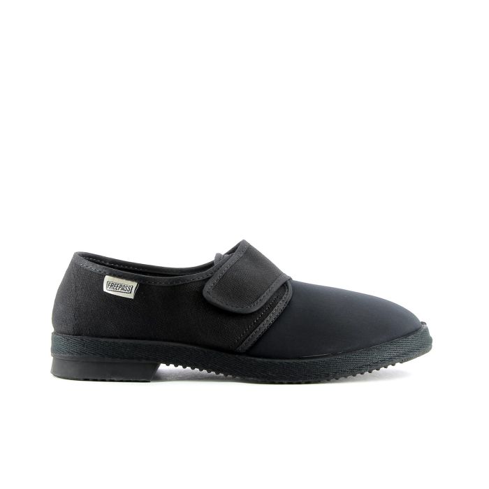 Pantofole nere in tessuto con velcro da uomo