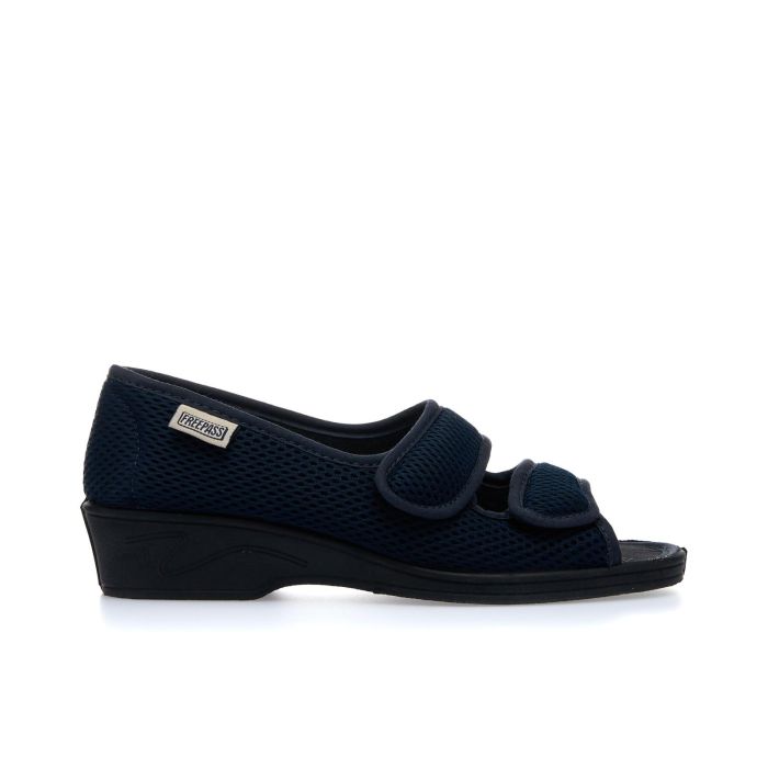 Pantofole blu da donna spuntate con velcro