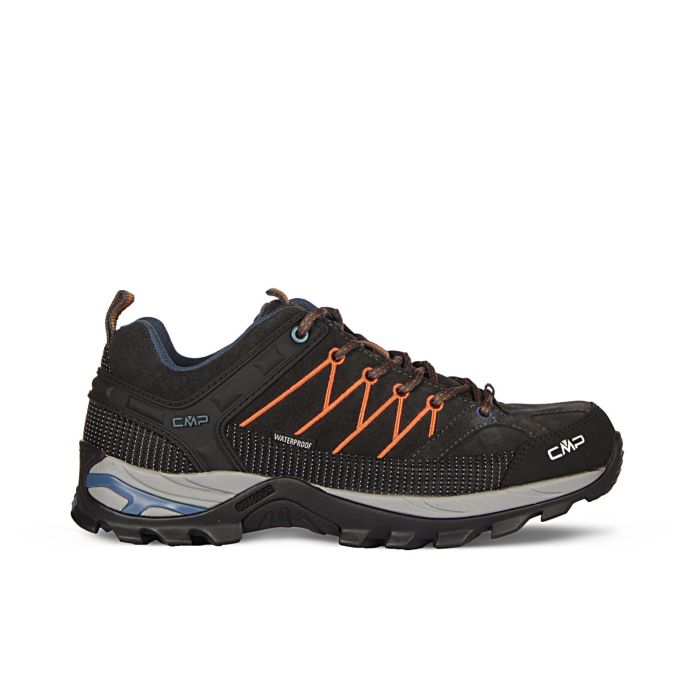 Scarponcini neri uomo da trekking con logo e dettagli fluo