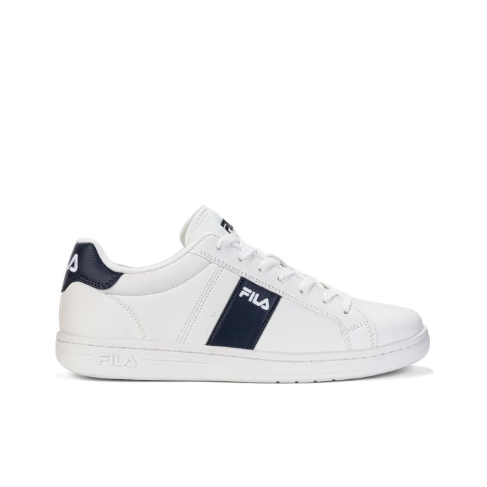 Sneakers tennis bianche da uomo con logo laterale