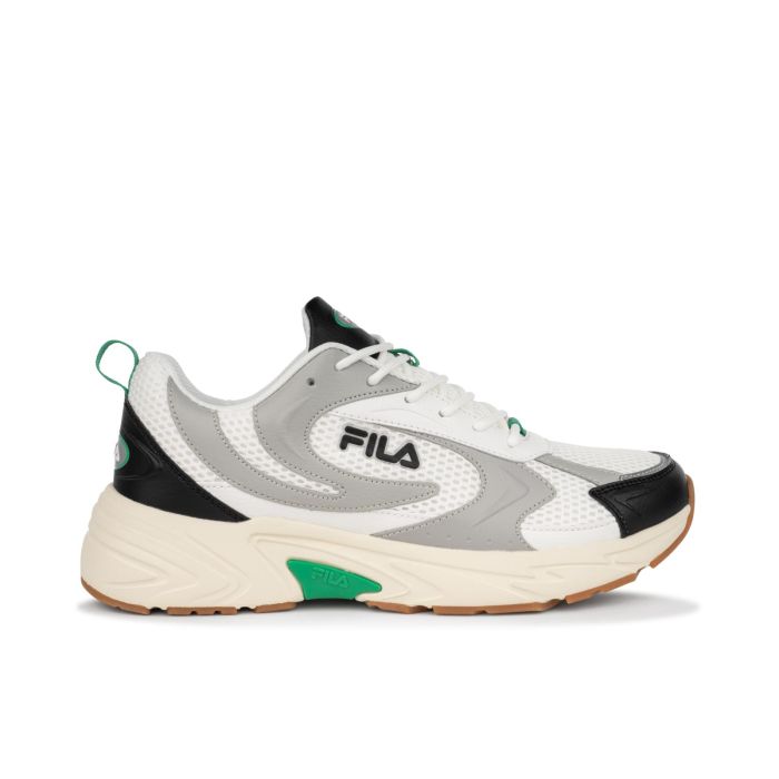 Sneakers uomo bianche e grigie da palestra con suola chunky e logo laterale