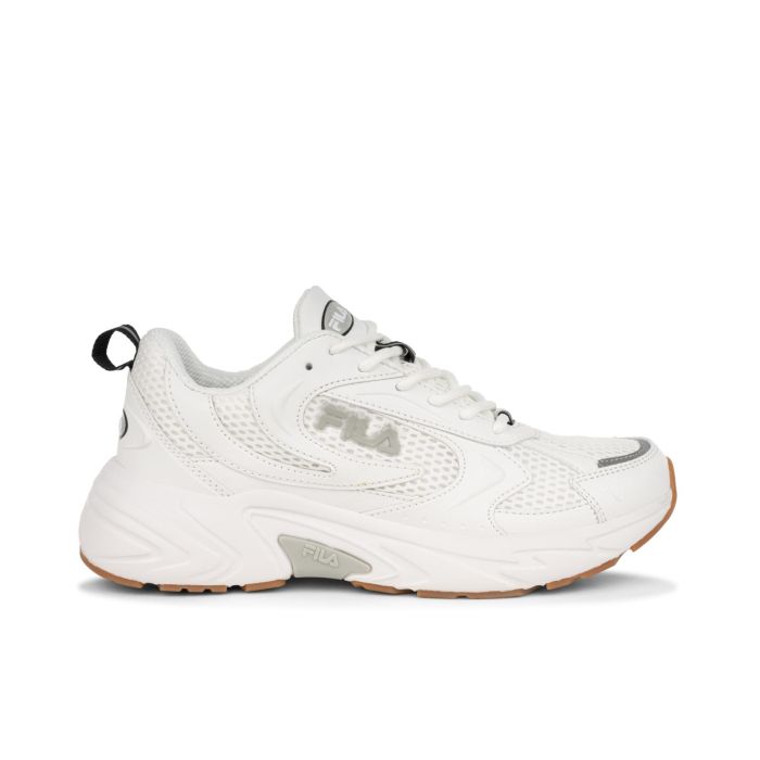 Sneakers donna bianche da palestra con suola chunky e logo laterale
