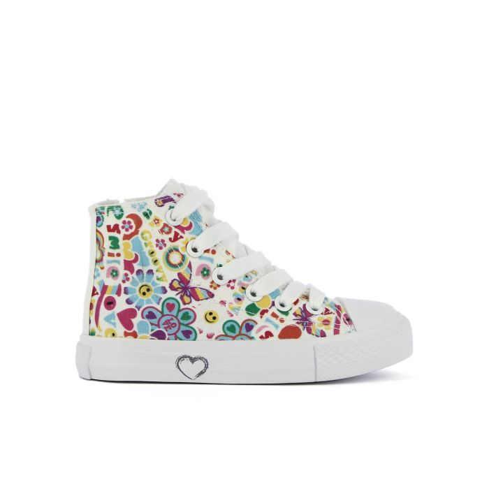 Sneakers alte da bambina con disegni multicolor