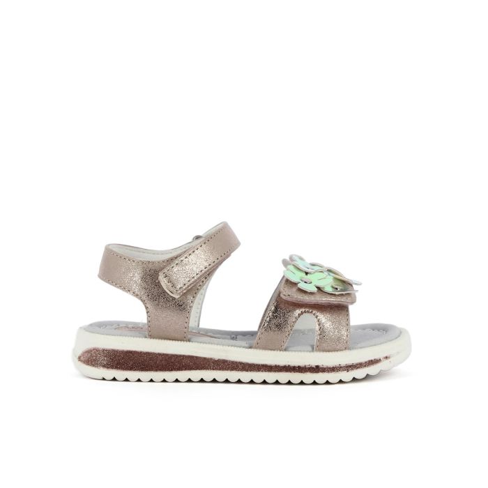 Sandali rosa laminati con veclro e fiorellini