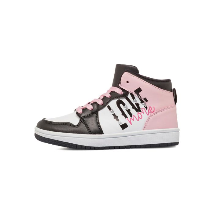 Sneakers alte nere e rosa da bambina con scritta laterale