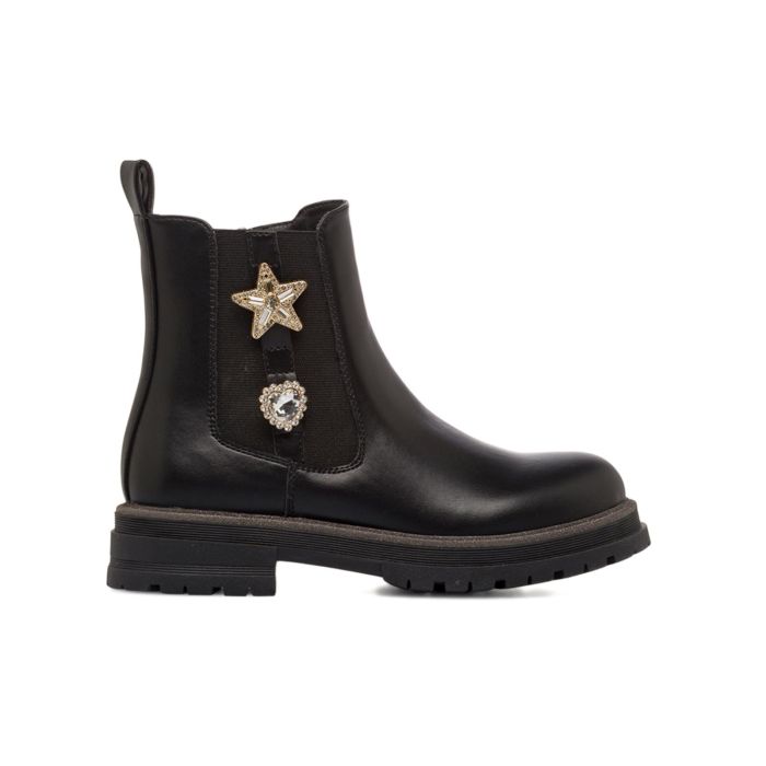 Stivaletti neri da bambina con dettagli gioiello