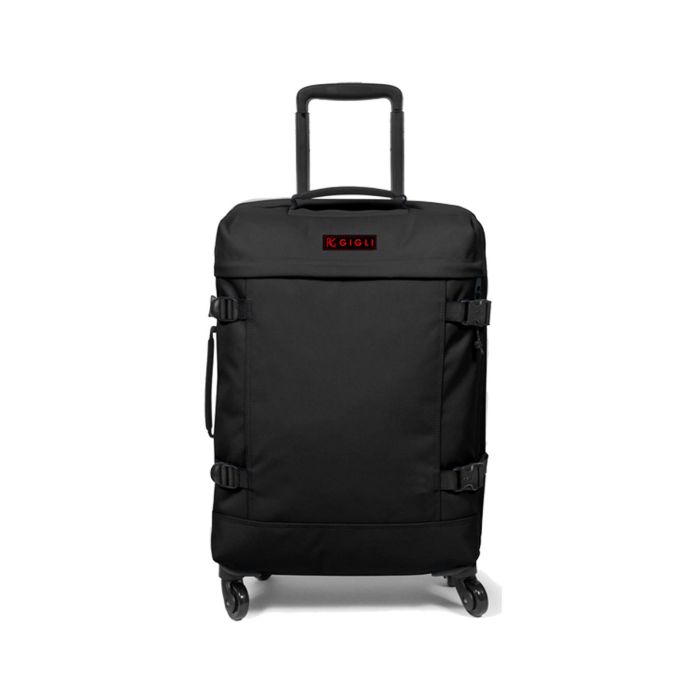 Trolley soft nero piccolo con quattro ruote e lucchetto a combinazione