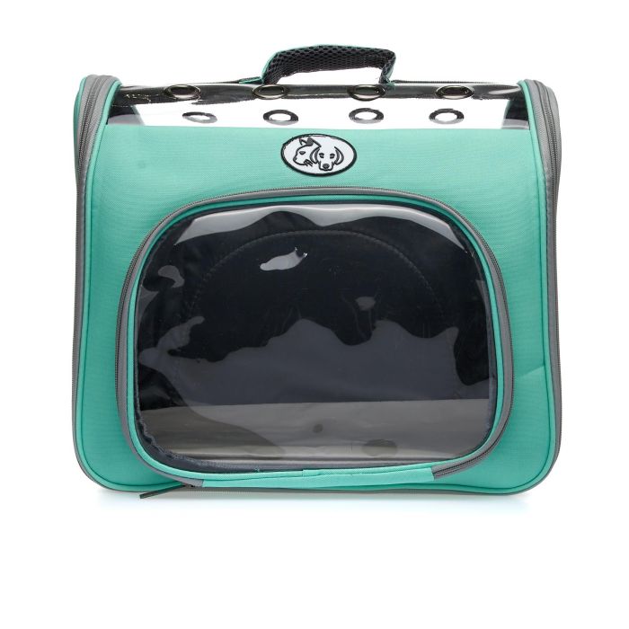 Trasportino morbido a zaino azzurro per gatti e cani di piccola taglia