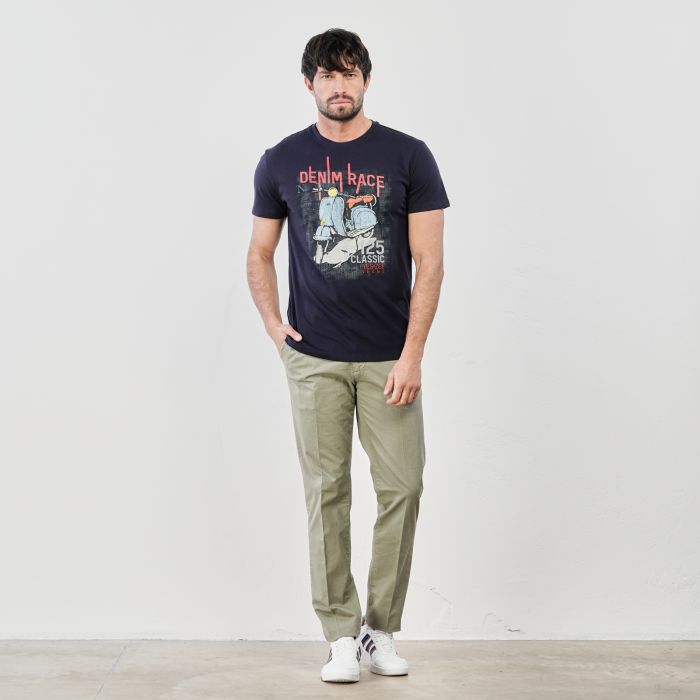 Pantaloni verdi micro fantasia con tasche