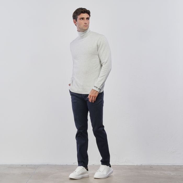 Pantaloni lunghi blu da uomo in fantasia spigata