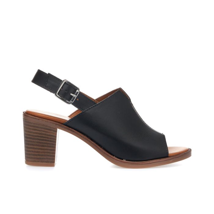 Sandali neri in pelle con tacco alto