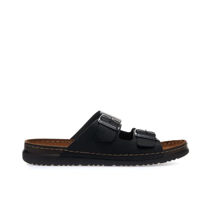 Sandali neri da uomo doppia fibbia