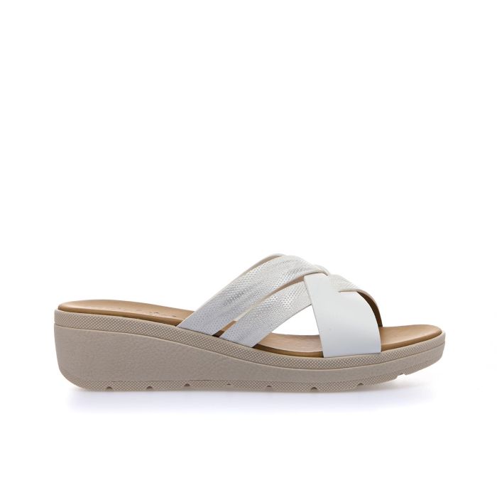 Ciabatte casual bianche con zeppa