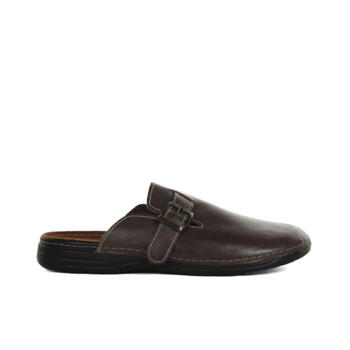 Ciabatte uomo marroni da casa con fibbia