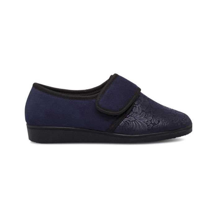 Pantofole donna blu comfort da casa con velcro