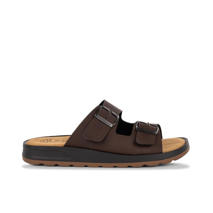 Sandali marroni da uomo con doppia fibbia