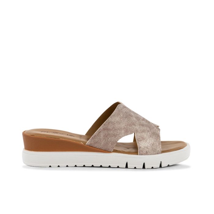 Ciabatte casual beige da donna con zeppina