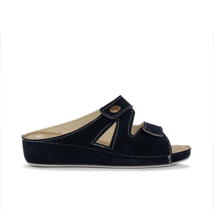 Ciabatte comfort blu da casa da donna con strappi