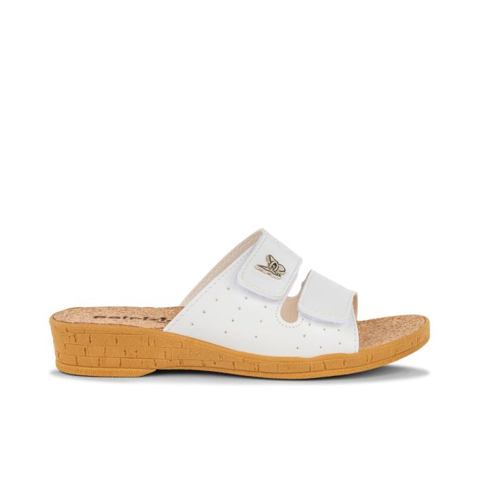 Ciabatte comfort bianche da casa da donna con strappi