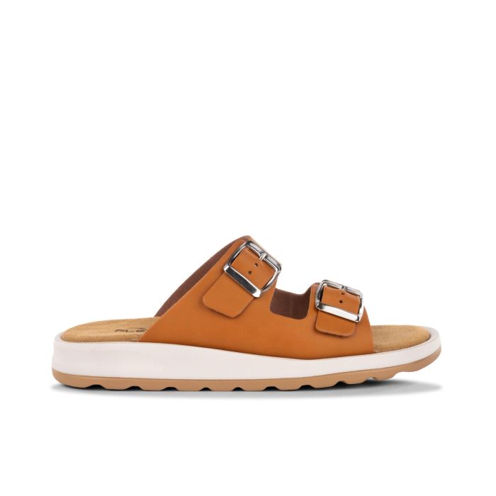 Sandali marroni da donna con doppia fibbia