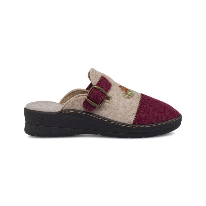 Ciabatte casa rosse da donna in feltro con zeppina