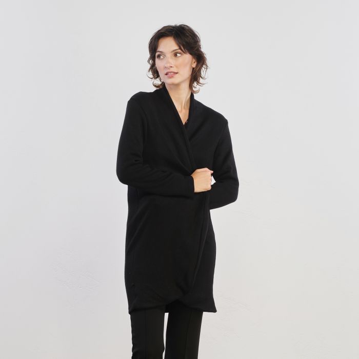 Cardigan lungo nero senza bottoni