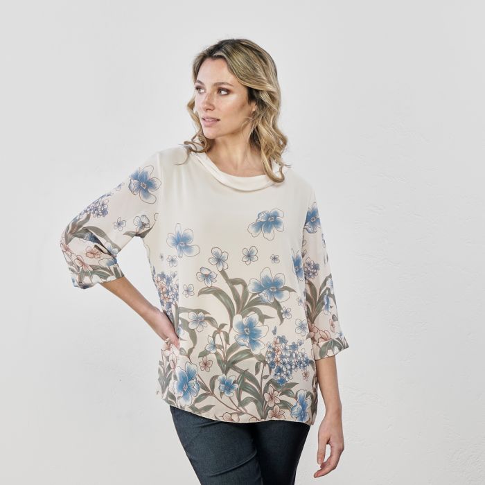 Blusa bianca con stampa floreale