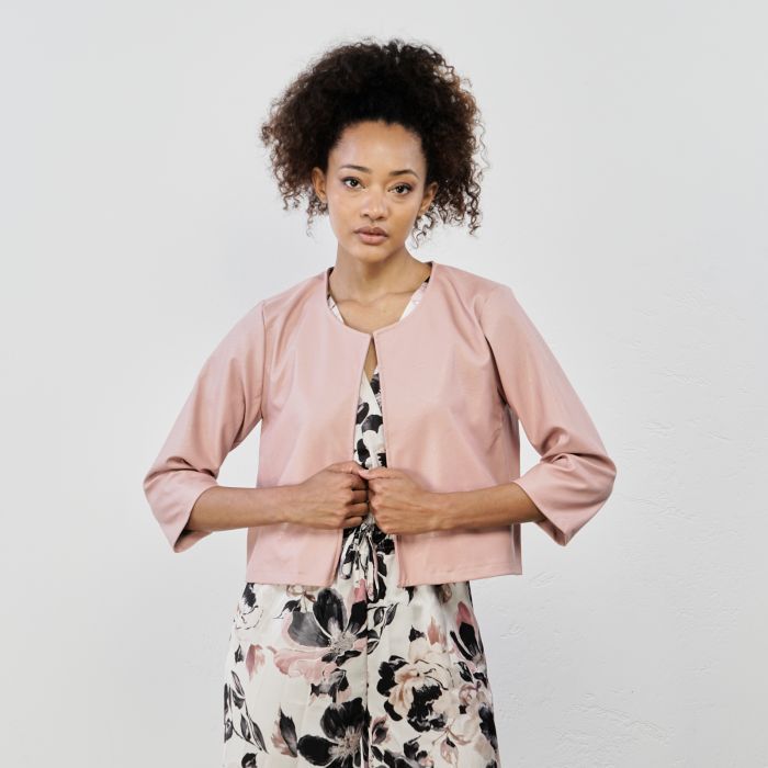 Giacca rosa senza bottoni