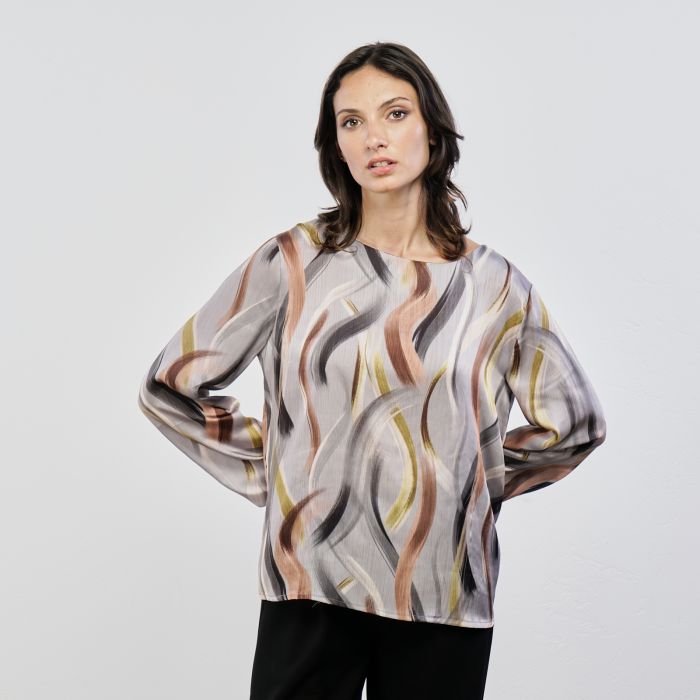 Blusa ampia grigia multicolor