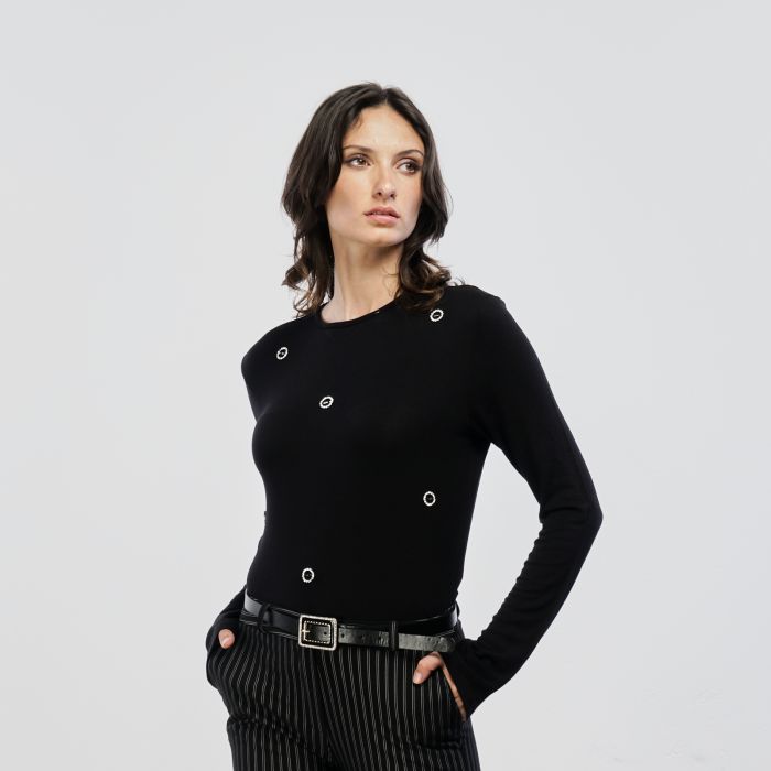 Maglia nera con dettagli strass