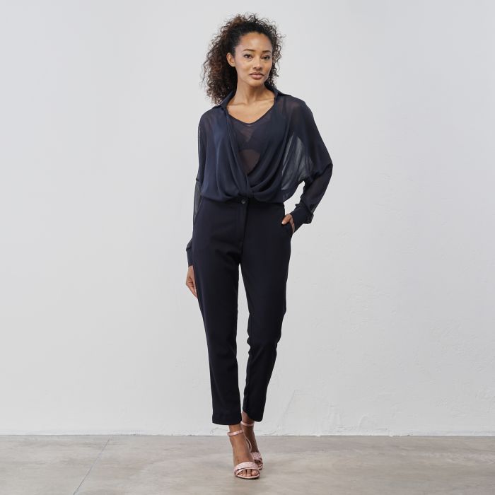 Pantaloni blu da donna eleganti con tasche