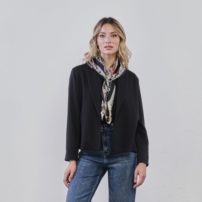Blazer nero da donna con foulard