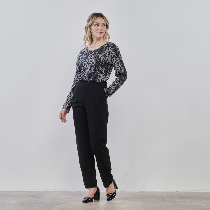 Pantaloni lunghi neri da donna taglio dritto con tasche