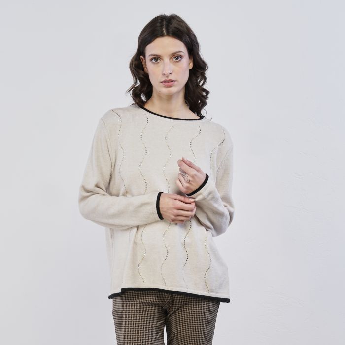 Maglioncino bianco da donna con strass