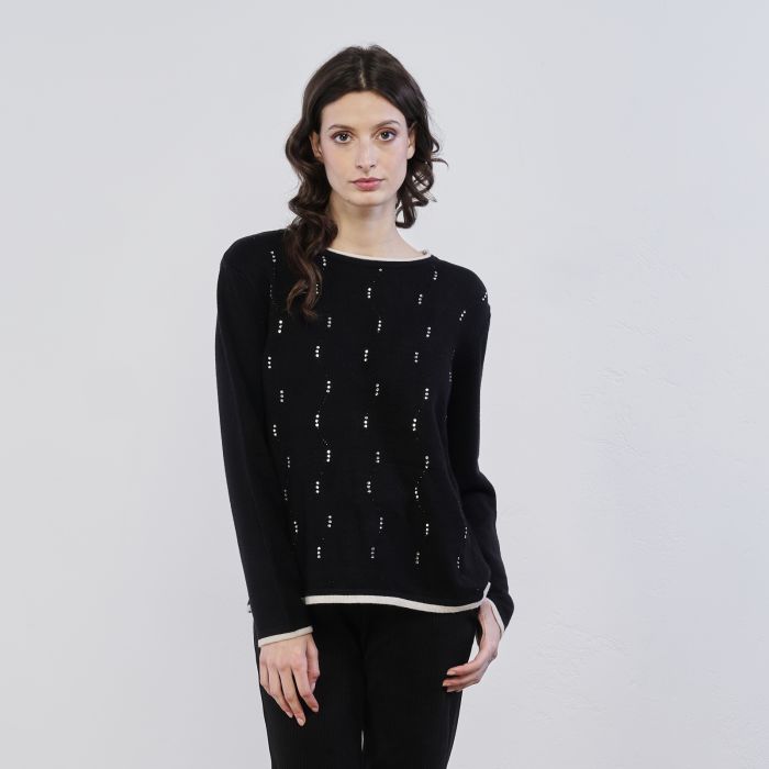 Maglioncino nero da donna con strass