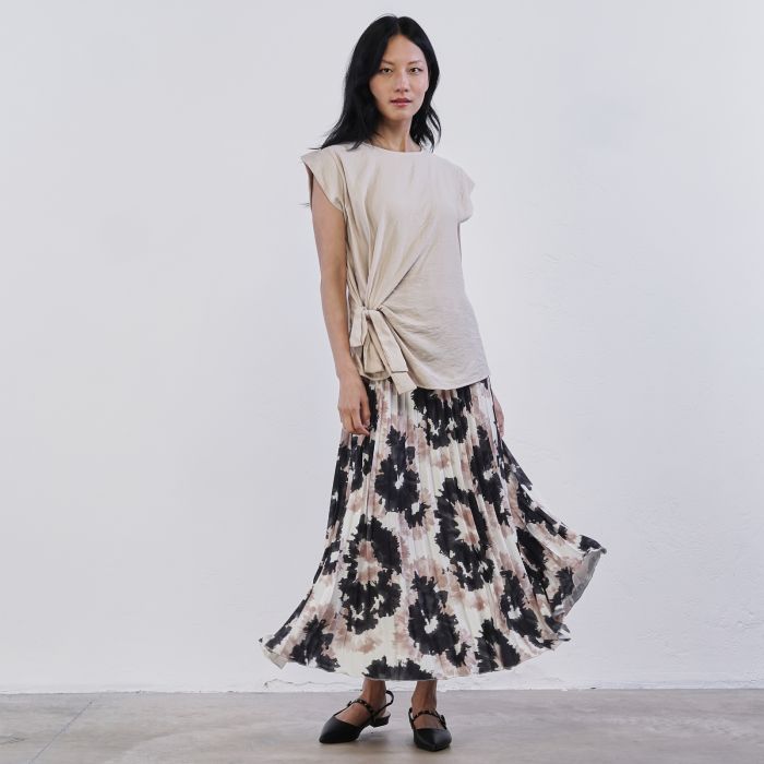 Gonna lunga bianca e nera plissettata Alesya da donna