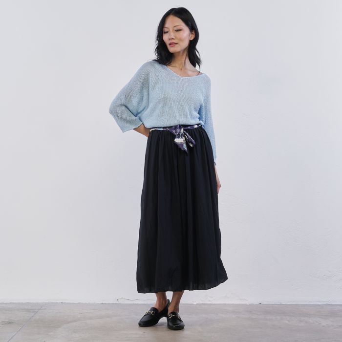 Gonna midi nera Alesya da donna con fusciacca in vita