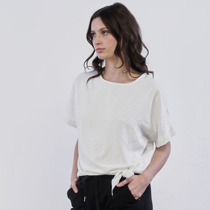 Blusa bianca Alesya da donna con strass