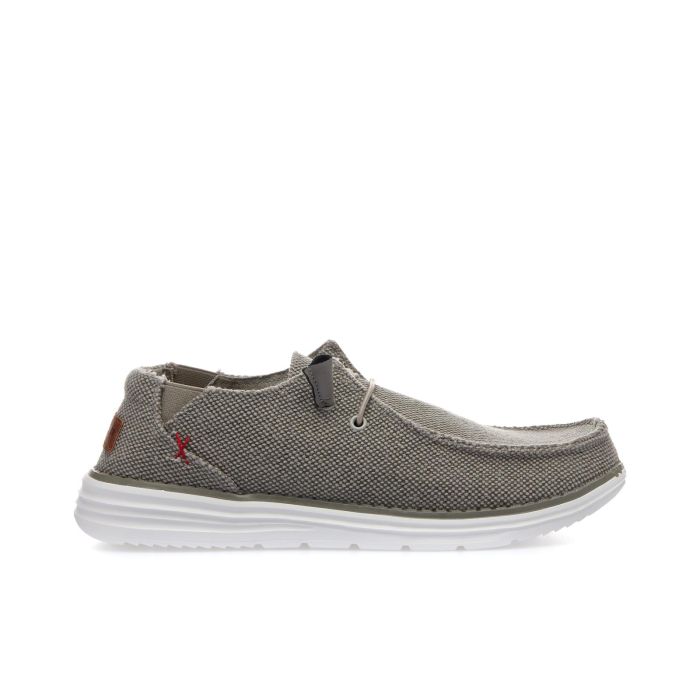 Sneakers slip-on grigie in tessuto con suola in gomma
