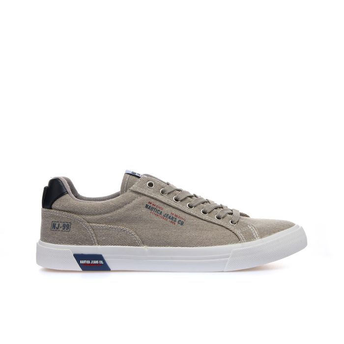 Sneakers beige in tessuto con logo