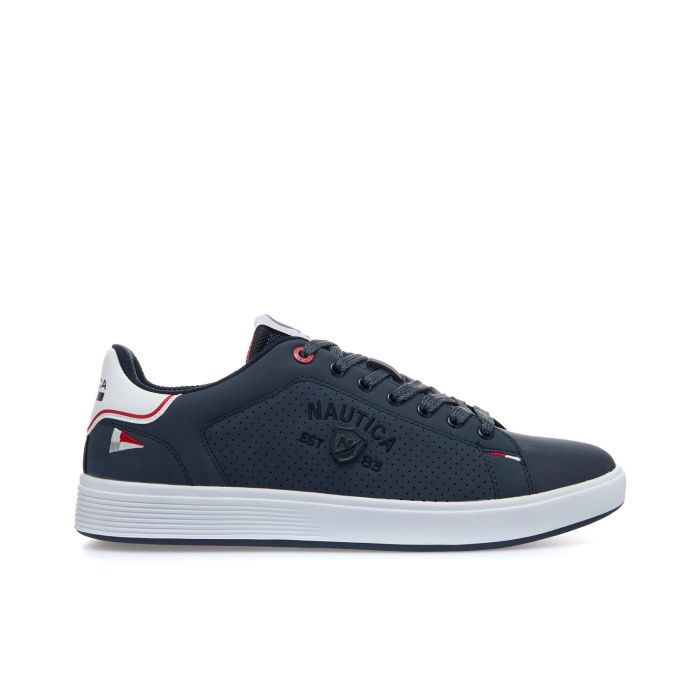 Sneakers blu da uomo con stemma laterale